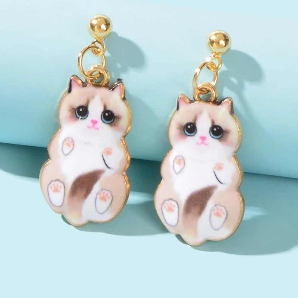 π Super Adorable Kawaii Tummy Kitty Cat Drop Earrings π